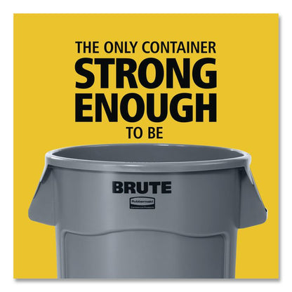 Vented Round BRUTE Container, 10 gal, Resin, Black