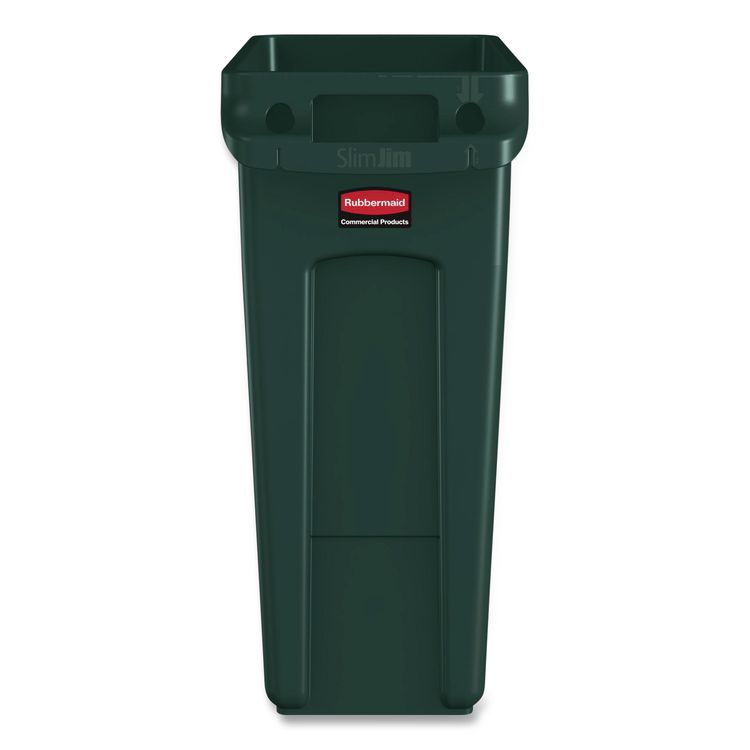 Slim Jim Waste Container, 16 gal, Resin, Dark Green