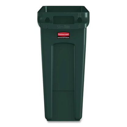 Slim Jim Waste Container, 16 gal, Resin, Dark Green
