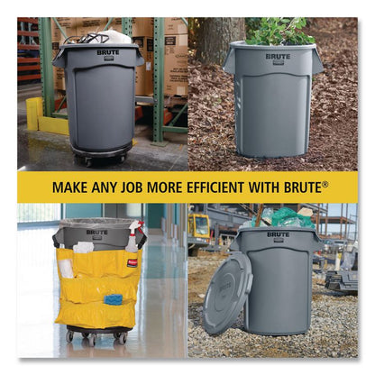 Vented Round BRUTE Container, 20 gal, Resin, Dark Green