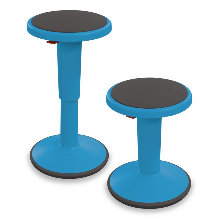 Hierarchy Grow Stool, Short, Backless, Supports up to 250 lbs, 14" to 18" Seat Height, Blue Seat, Blue Base