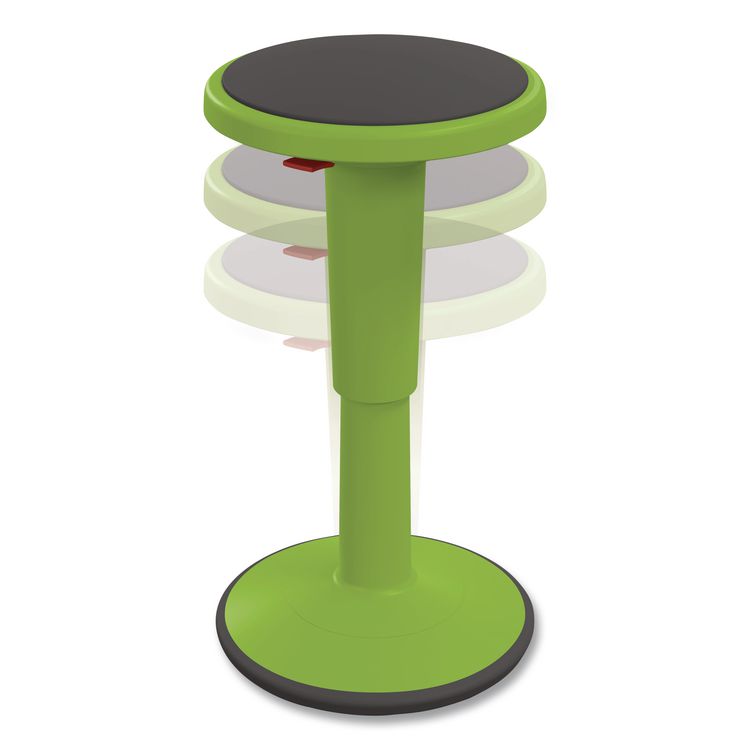 Hierarchy Grow Stool, Short, Backless, Supports Up to 250 lbs, 14" to 18" Seat Height, Green Seat, Green Base