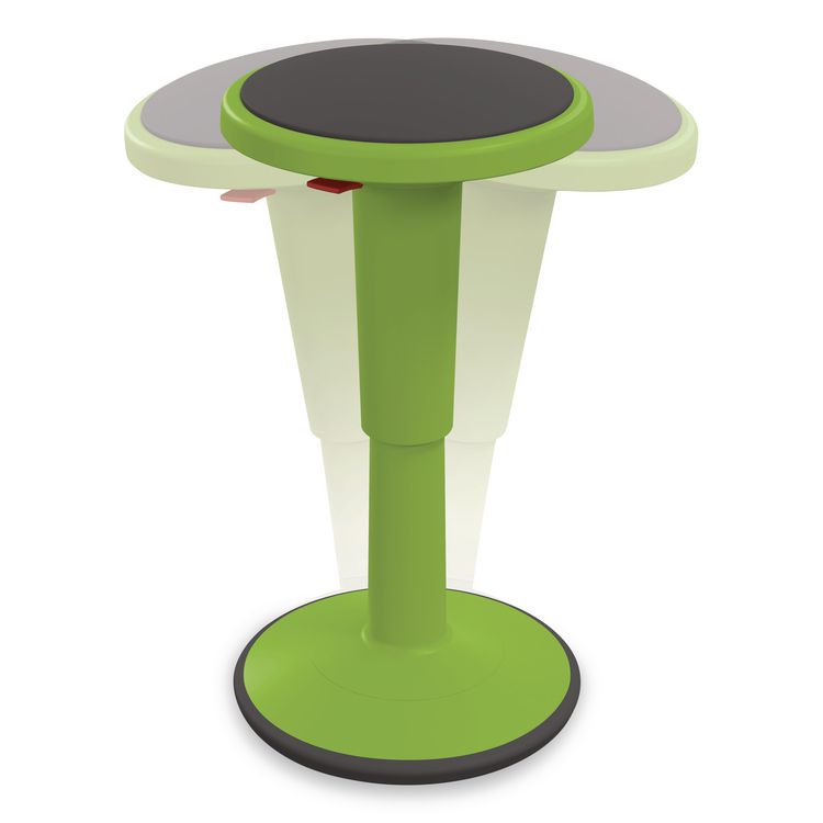 Hierarchy Grow Stool, Short, Backless, Supports Up to 250 lbs, 14" to 18" Seat Height, Green Seat, Green Base