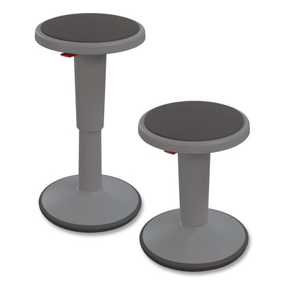 Hierarchy Grow Stool, Short, Backless, Supports Up to 250 lbs, 14" to 18" Seat Height, Gray Seat, Gray Base