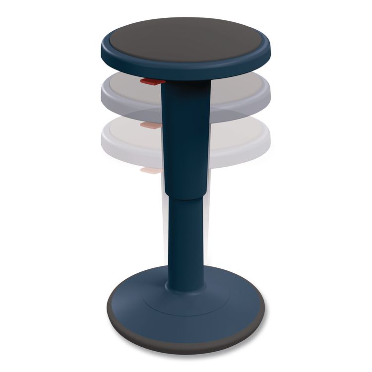 Hierarchy Grow Stool, Short, Backless, Supports Up to 250 lbs, 14" to 18" Seat Height, Navy Seat, Navy Base