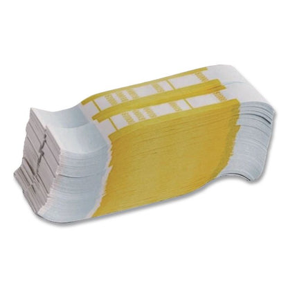 Color-Coded Kraft Currency Straps, Self-Adhesive, Tens, $1,000 Strap, Yellow/White, 1,000/Pack
