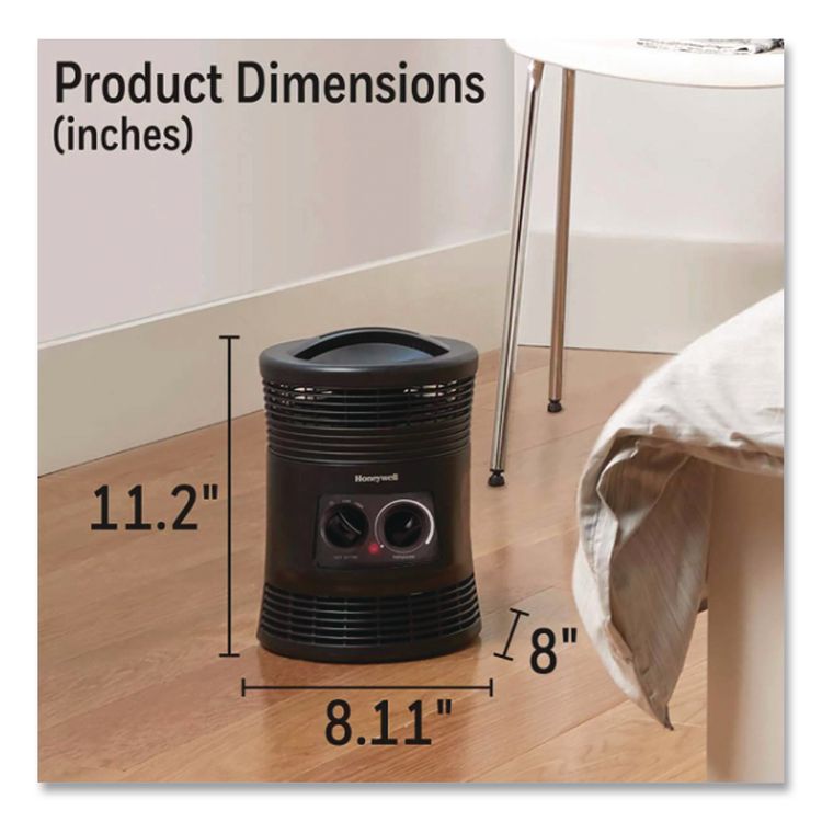 360 Surround Fan Forced Heater, 1,500 W, 9 x 9 x 12, Gray