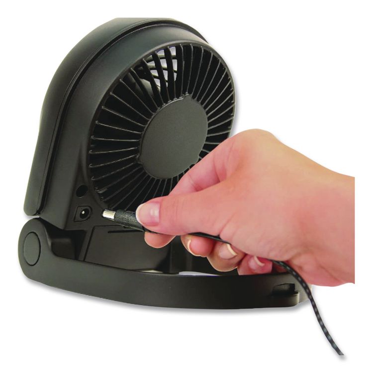 Turbo On The Go USB/Battery Powered Fan, 3", 1 Speed, Black