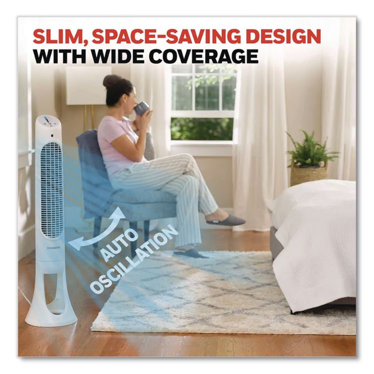 QuietSet Whole Room Tower Fan, 5 Speeds, White