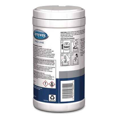 Stainless Steel Wipes, 1-Ply, 9.5 x 12, Unscented, White, 40 Wipes/Canister, 6 Canisters/Carton