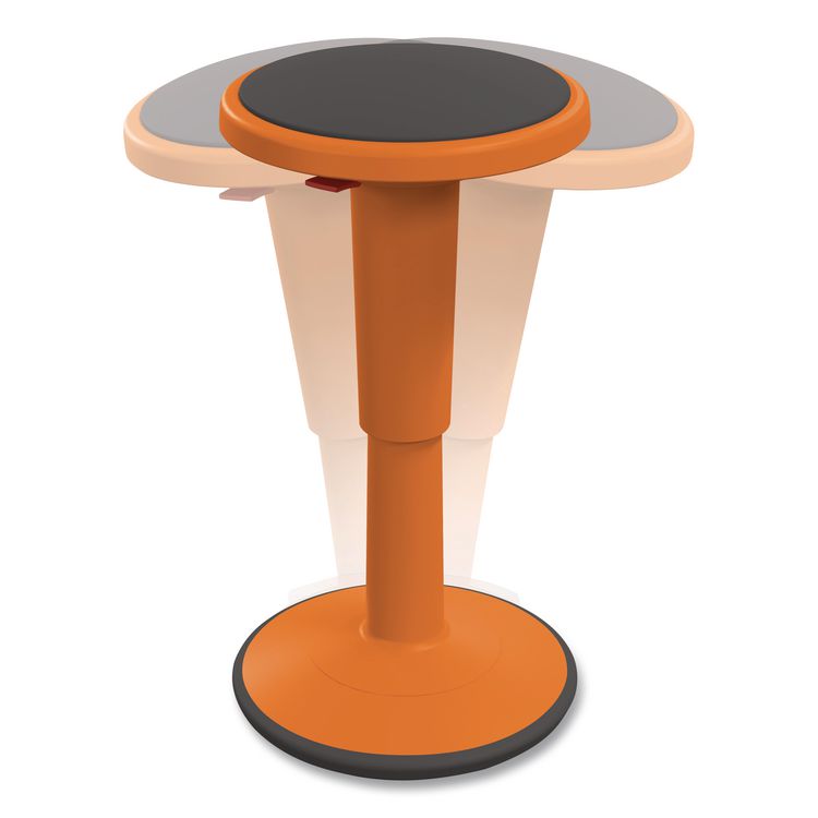 Hierarchy Grow Stool, Short, Backless, Supports Up to 250 lbs, 14" to 18" Seat Height, Orange Seat, Orange Base