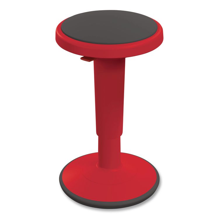 Hierarchy Grow Stool, Short, Backless, Supports Up to 250 lbs, 14" to 18" Seat Height, Red Seat, Red Base