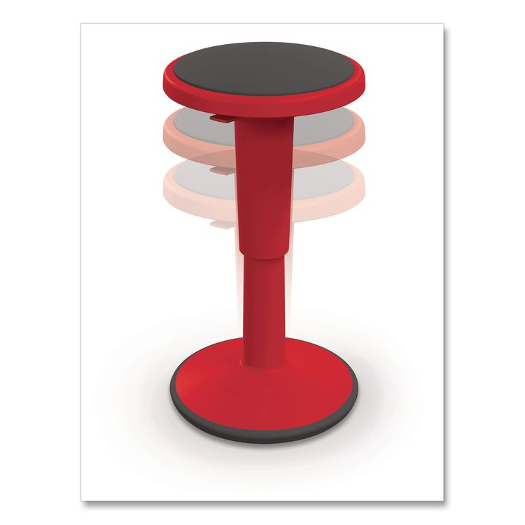 Hierarchy Grow Stool, Short, Backless, Supports Up to 250 lbs, 14" to 18" Seat Height, Red Seat, Red Base