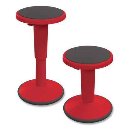 Hierarchy Grow Stool, Short, Backless, Supports Up to 250 lbs, 14" to 18" Seat Height, Red Seat, Red Base
