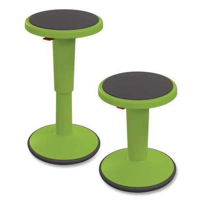 Hierarchy Grow Stool, Tall, Backless, Supports Up to 250 lbs, 17" to 24" Seat Height, Green Seat, Green Base