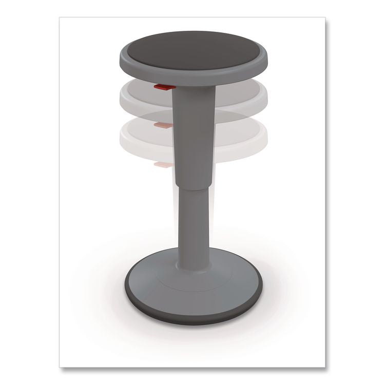 Hierarchy Grow Stool, Tall, Backless, Supports Up to 250 lbs, 17" to 24" Seat Height, Gray Seat, Gray Base