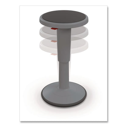 Hierarchy Grow Stool, Tall, Backless, Supports Up to 250 lbs, 17" to 24" Seat Height, Gray Seat, Gray Base