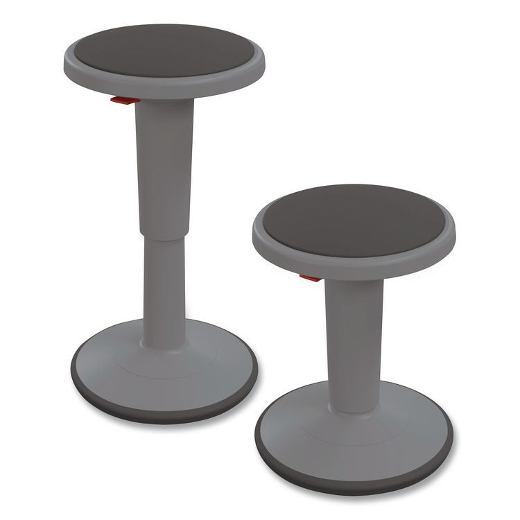 Hierarchy Grow Stool, Tall, Backless, Supports Up to 250 lbs, 17" to 24" Seat Height, Gray Seat, Gray Base
