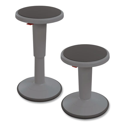 Hierarchy Grow Stool, Tall, Backless, Supports Up to 250 lbs, 17" to 24" Seat Height, Gray Seat, Gray Base
