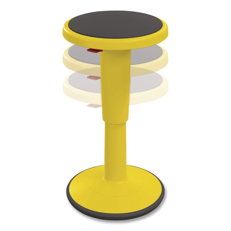 Hierarchy Grow Stool, Tall, Backless, Supports Up to 250 lbs, 17" to 24" Seat Height, Yellow Seat, Yellow Base
