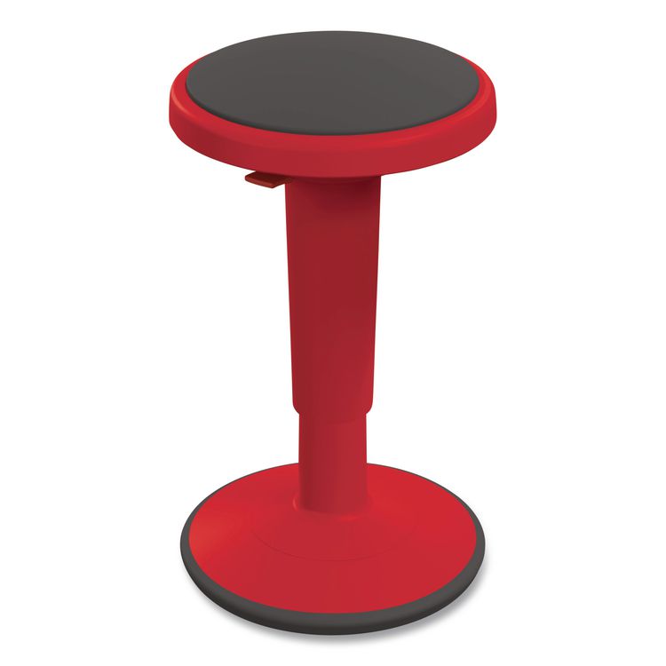 Hierarchy Grow Stool, Tall, Backless, Supports Up to 250 lbs, 17" to 24" Seat Height, Red Seat, Red Base