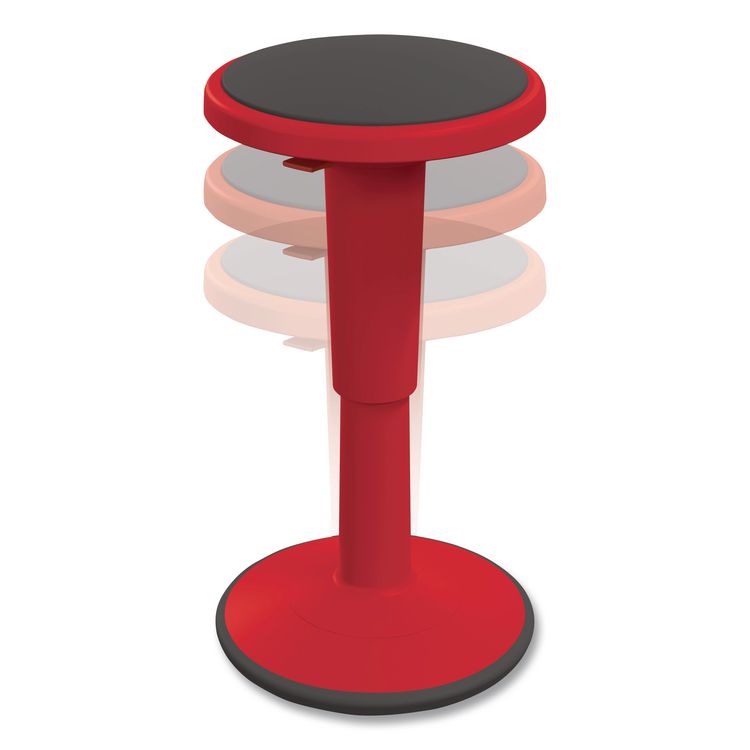 Hierarchy Grow Stool, Tall, Backless, Supports Up to 250 lbs, 17" to 24" Seat Height, Red Seat, Red Base