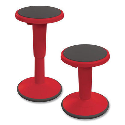 Hierarchy Grow Stool, Tall, Backless, Supports Up to 250 lbs, 17" to 24" Seat Height, Red Seat, Red Base