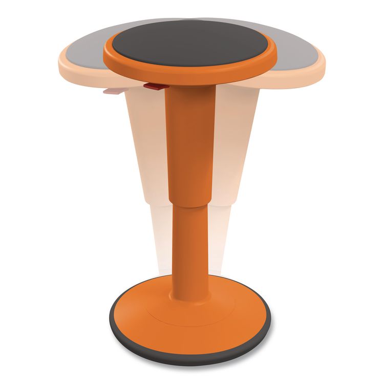Hierarchy Grow Stool, Tall, Backless, Supports Up to 250 lbs, 17" to 24" Seat Height, Orange Seat, Orange Base