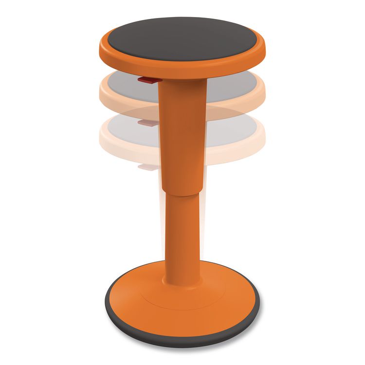 Hierarchy Grow Stool, Tall, Backless, Supports Up to 250 lbs, 17" to 24" Seat Height, Orange Seat, Orange Base