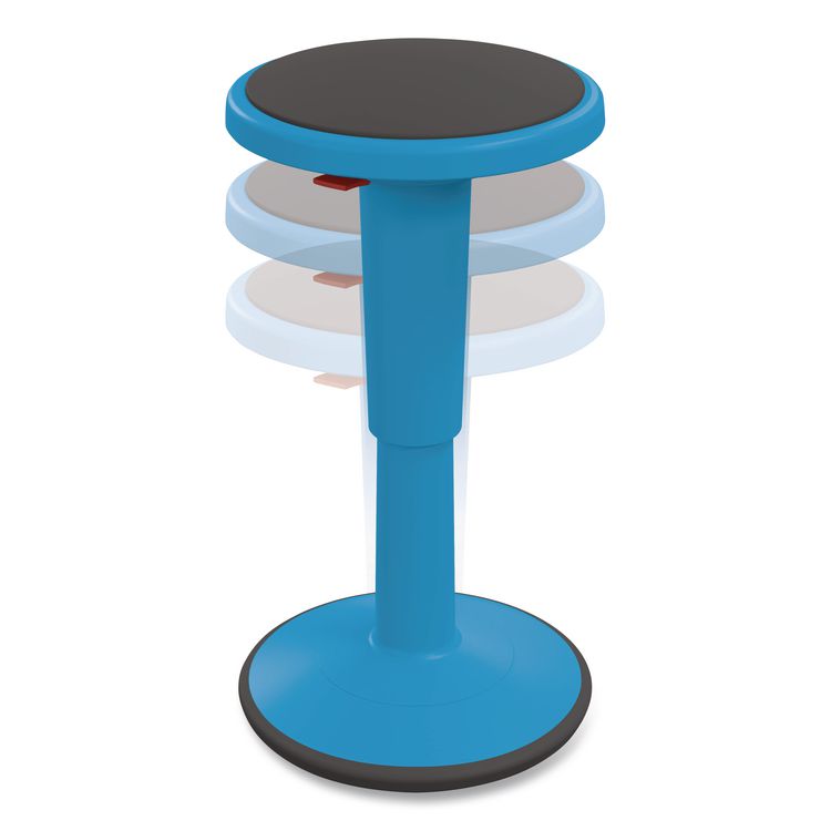 Hierarchy Grow Stool, Tall, Backless, Supports Up to 250 lbs, 17" to 24" Seat Height, Blue Seat, Blue Base