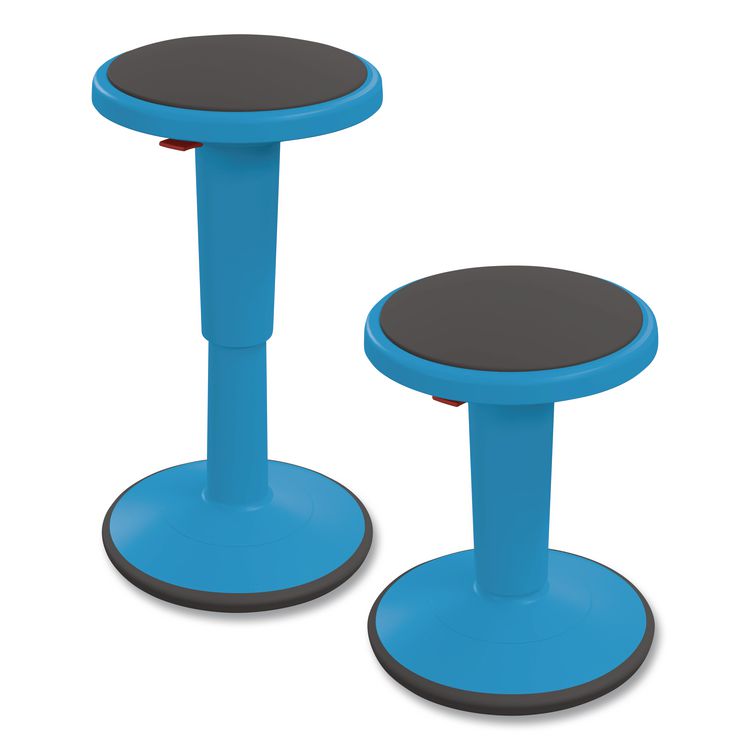 Hierarchy Grow Stool, Tall, Backless, Supports Up to 250 lbs, 17" to 24" Seat Height, Blue Seat, Blue Base