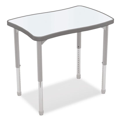 Hierarchy Creator Rectangle Desk, 32.1 x 21.4 x 18 to 29, White Dry Erase/Platinum Legs, Ships in Two Boxes(Worksurface/Legs)