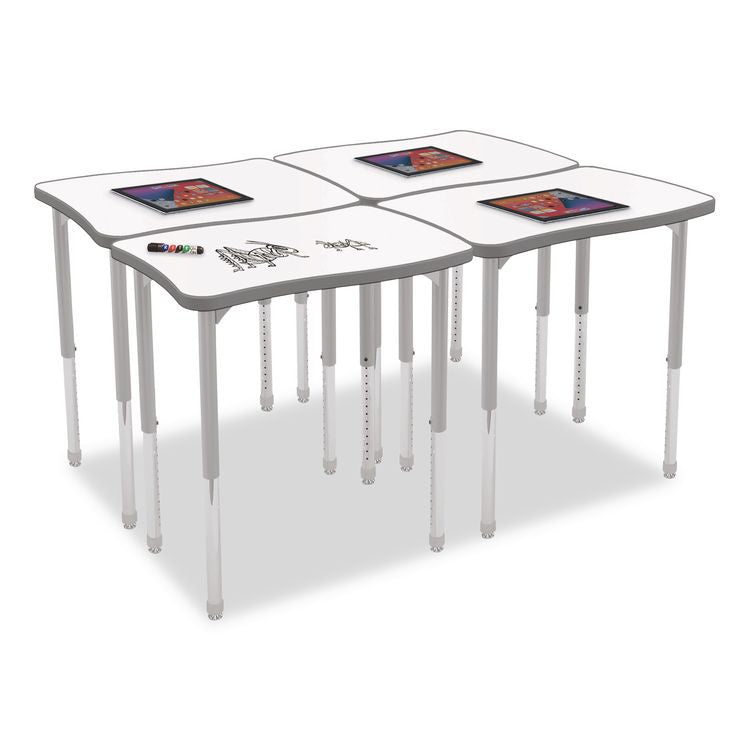Hierarchy Creator Rectangle Desk, 32.1 x 21.4 x 18 to 29, White Dry Erase/Platinum Legs, Ships in Two Boxes(Worksurface/Legs)