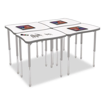 Hierarchy Creator Rectangle Desk, 32.1 x 21.4 x 18 to 29, White Dry Erase/Platinum Legs, Ships in Two Boxes(Worksurface/Legs)