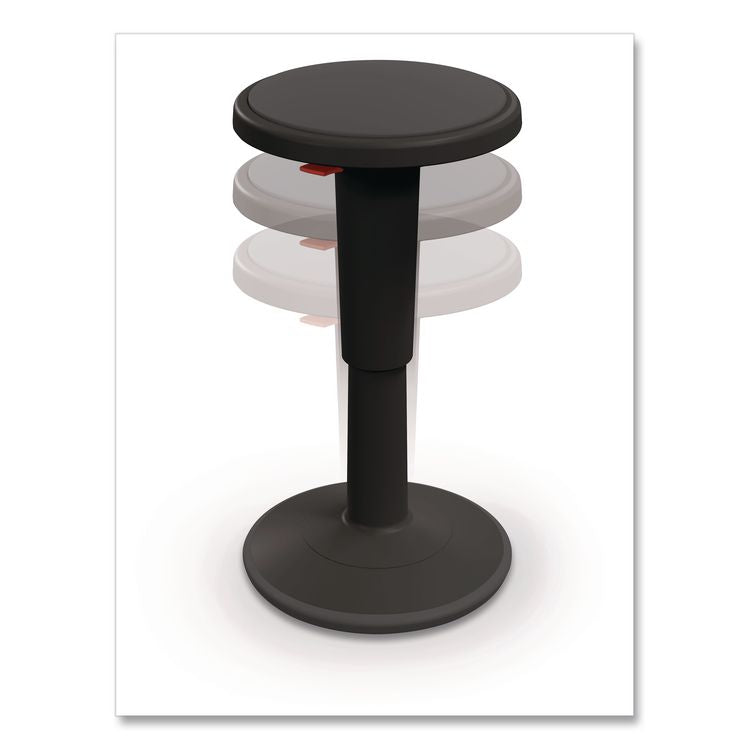 Hierarchy Grow Stool, Short, Backless, Supports up to 250 lbs, 14" to 18" Seat Height, Black Seat, Black Base