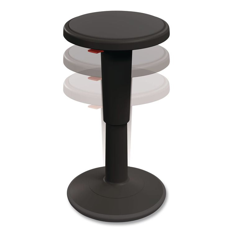 Hierarchy Grow Stool, Tall, Backless, Supports Up to 250 lbs, 17" to 24" Seat Height, Black Seat, Black Base