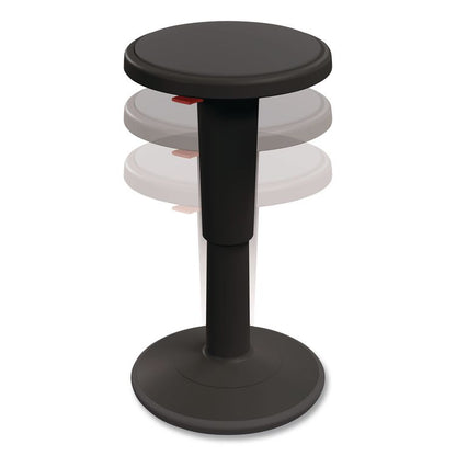 Hierarchy Grow Stool, Tall, Backless, Supports Up to 250 lbs, 17" to 24" Seat Height, Black Seat, Black Base