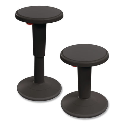 Hierarchy Grow Stool, Tall, Backless, Supports Up to 250 lbs, 17" to 24" Seat Height, Black Seat, Black Base