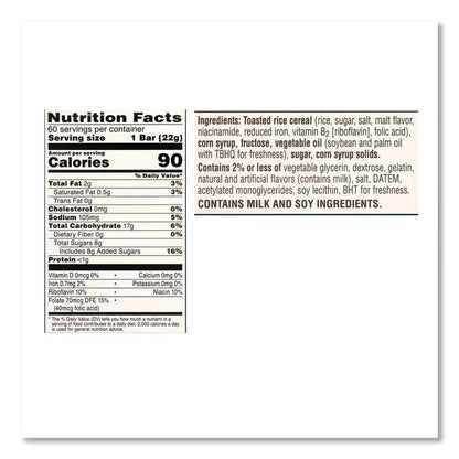 Rice Krispies Treats, Original Marshmallow, 0.78 oz Pack, 60/Carton