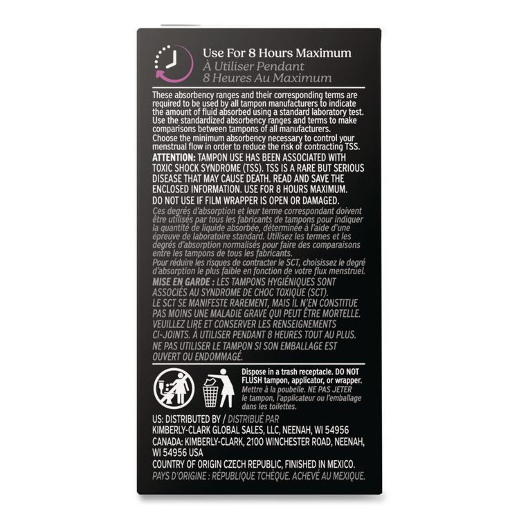 U by Kotex Click Compact Tampons, Super Plus Absorbency, 16/Pack, 8 Packs/Carton