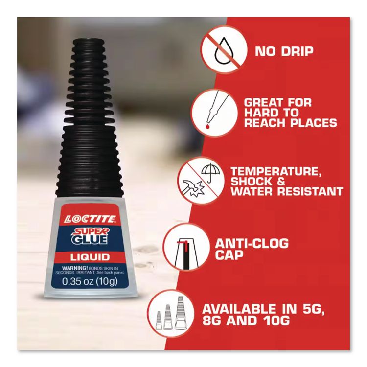 Longneck Bottle Super Glue, 0.18 oz, Dries Clear