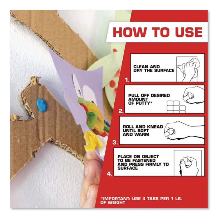 Fun-Tak Mounting Putty, Repositionable and Reusable, 6 Strips, 2 oz