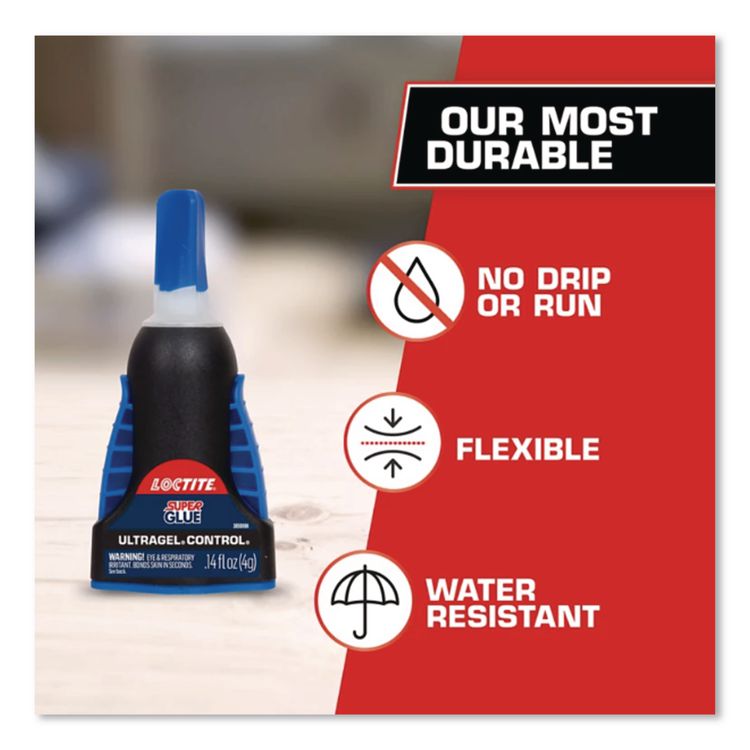Ultra Gel Control Super Glue, 0.14 oz, Dries Clear