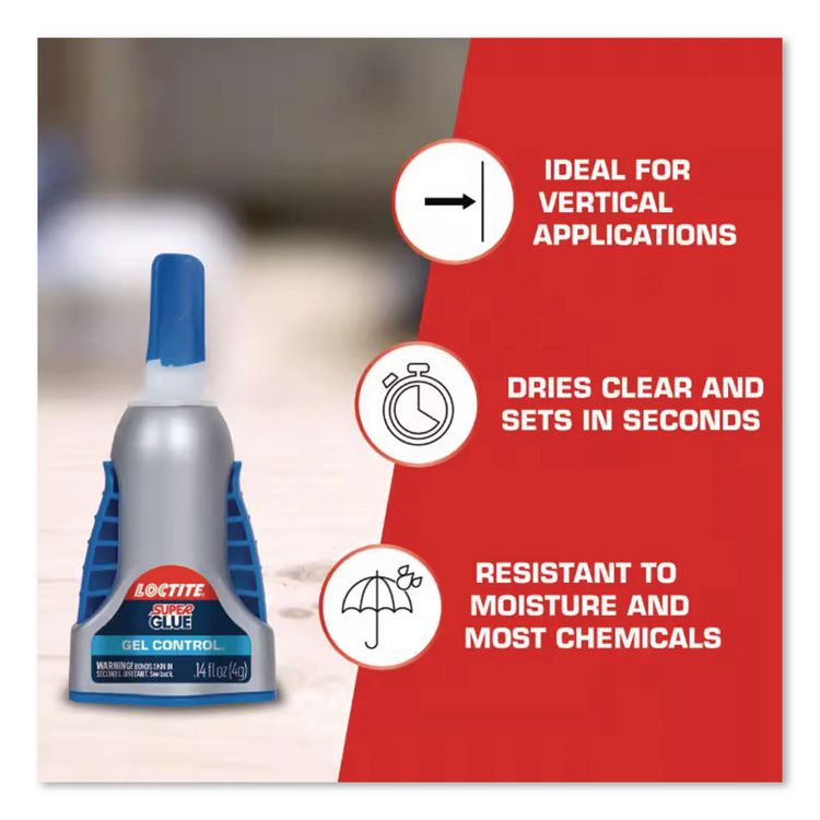 Control Gel Super Glue, 0.14 oz, Dries Clear
