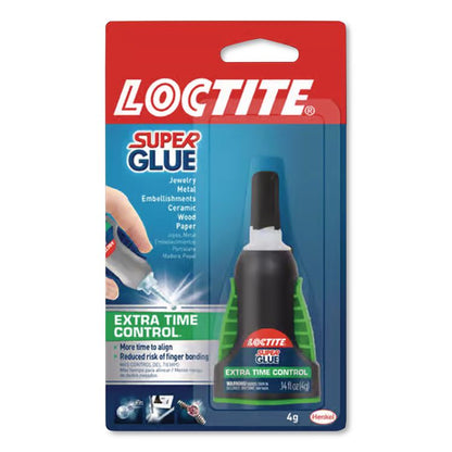 Extra Time Control Super Glue, 0.14 oz, Dries Clear