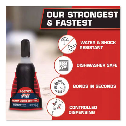 Ultra Liquid Control Super Glue, 0.14 oz, Dries Clear