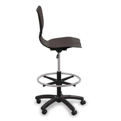 Hierarchy Five-Star Stool, Supports Up to 250 lbs, 24.48" to 33.23" Seat Height, Black Seat, Black Base