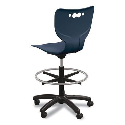 Hierarchy Five-Star Stool, Supports Up to 250 lbs, 24.48" to 33.23" Seat Height, Navy Seat, Black Base