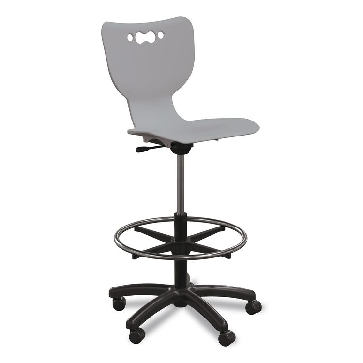 Hierarchy Five-Star Stool, Supports Up to 250 lbs, 24.48" to 33.23" Seat Height, Gray Seat, Black Base