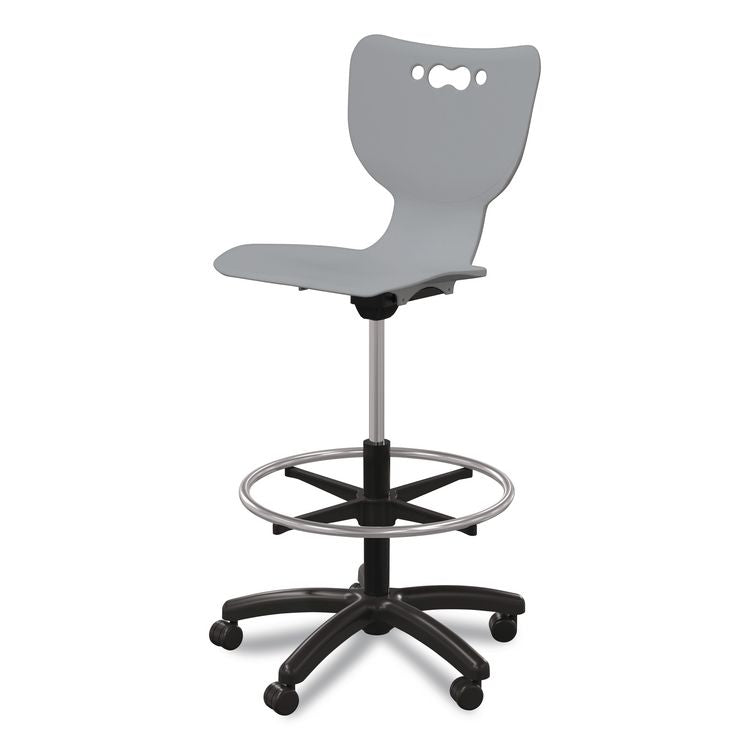Hierarchy Five-Star Stool, Supports Up to 250 lbs, 24.48" to 33.23" Seat Height, Gray Seat, Black Base